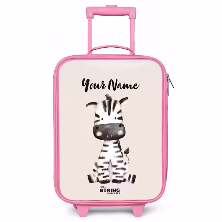 Children's suitcase with name - Pink - Zoë Zebra — 1