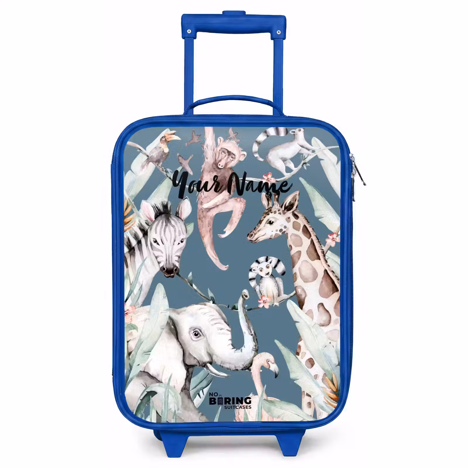 Children's suitcase with name - Blue - Jungle Animal Festival — 1