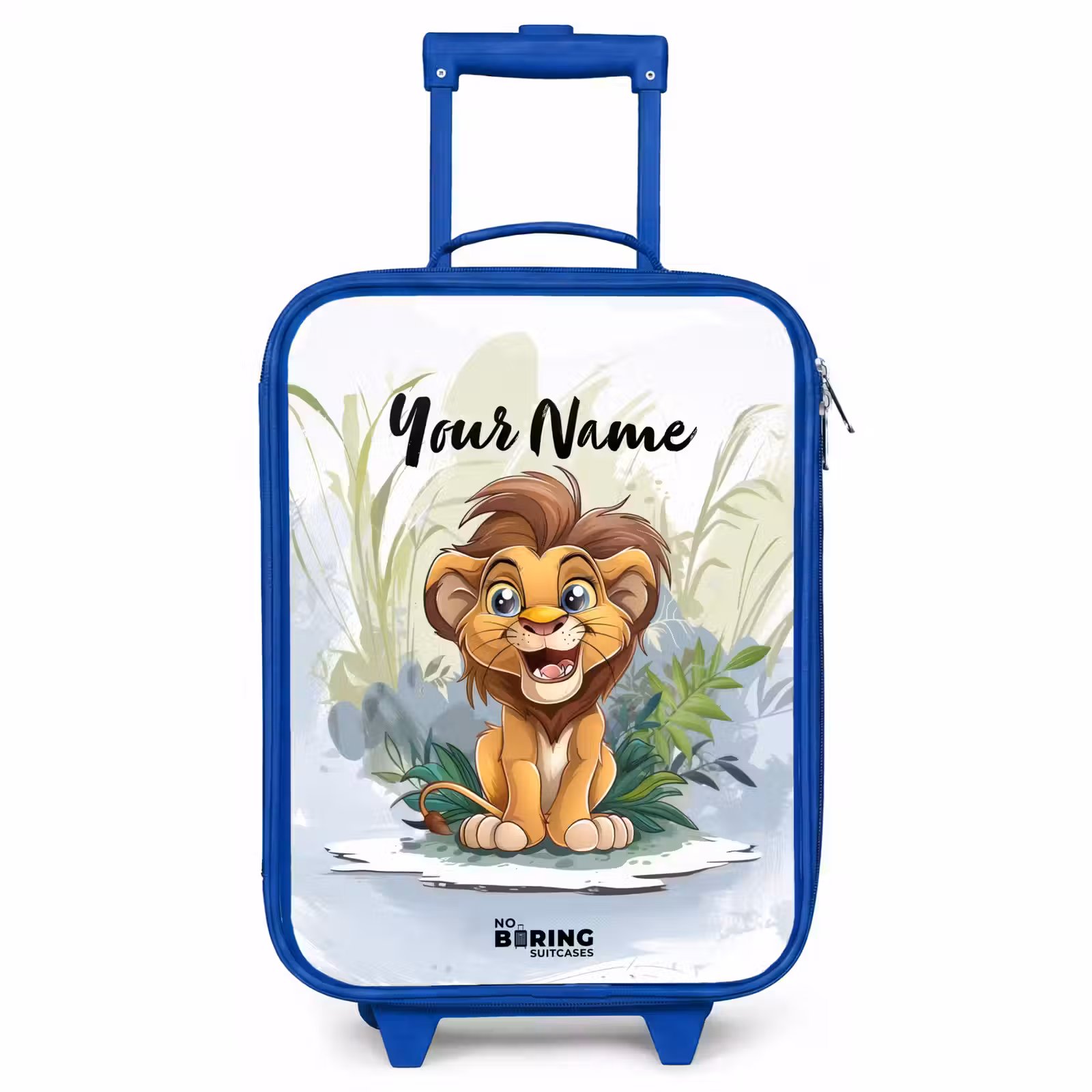 Children's suitcase with name - Blue - Lenny lion — 1