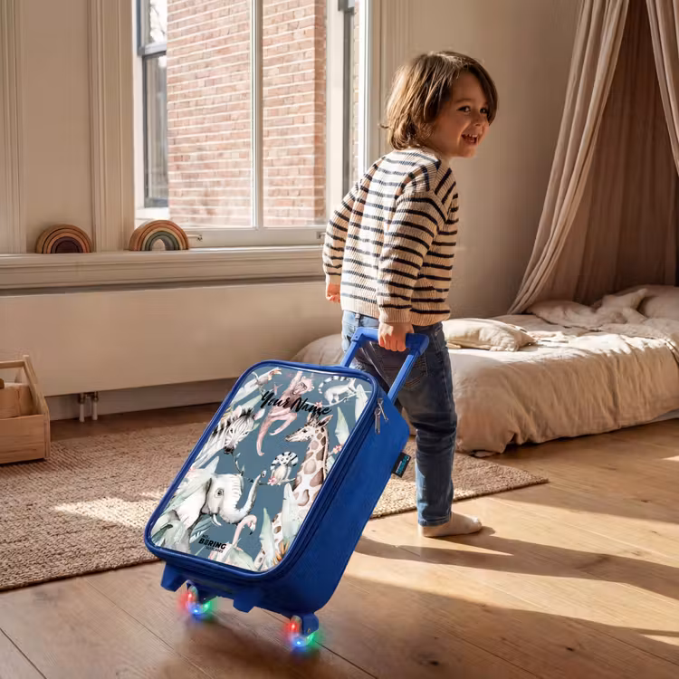 Children's suitcase with name - Blue - Jungle Animal Festival — 2