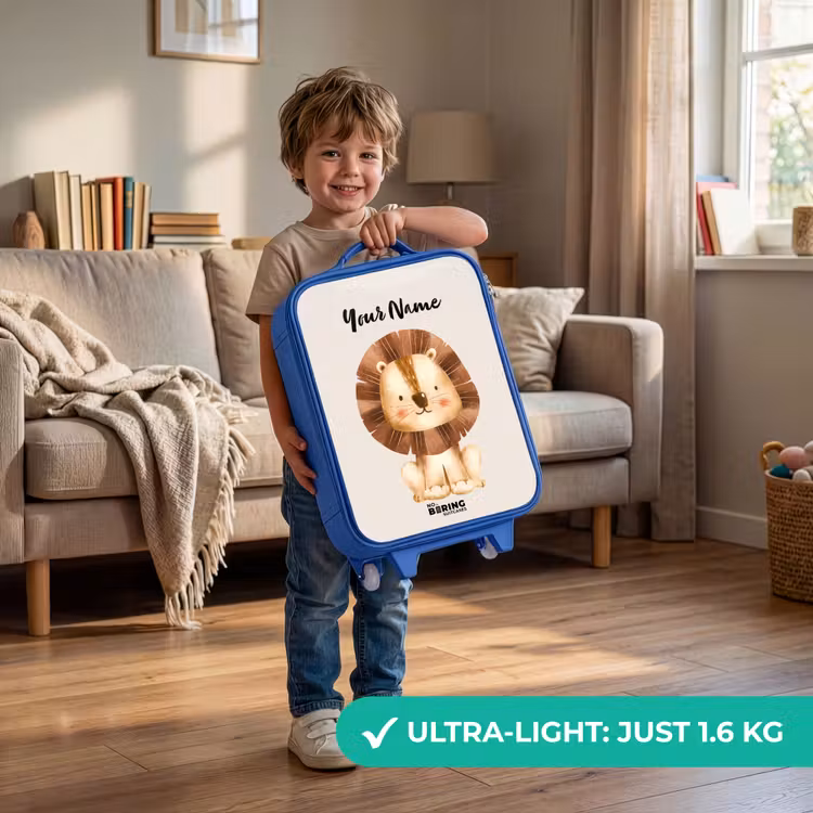 Children's suitcase with name - Blue - Lamar Lion — 3