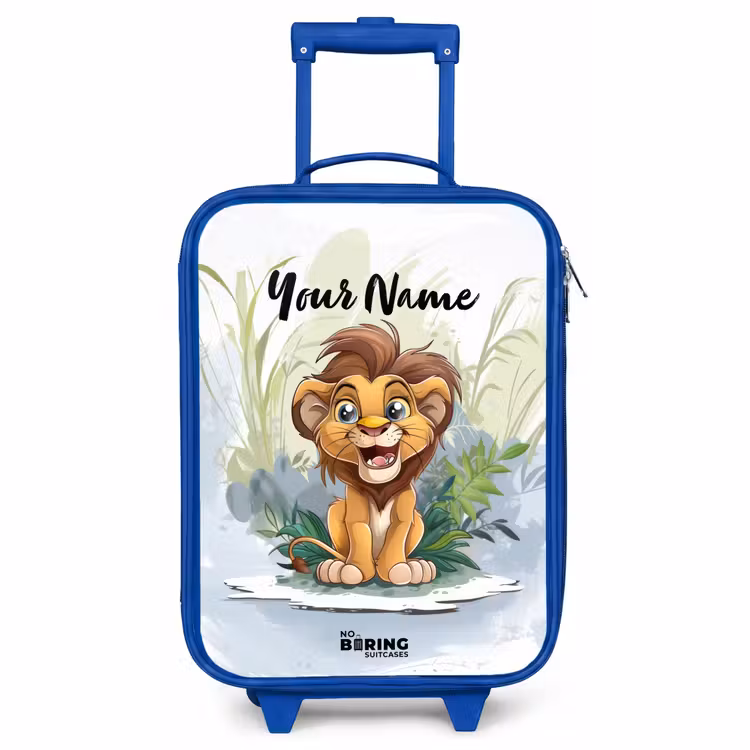 Children's suitcase with name - Blue - Lenny lion — 1