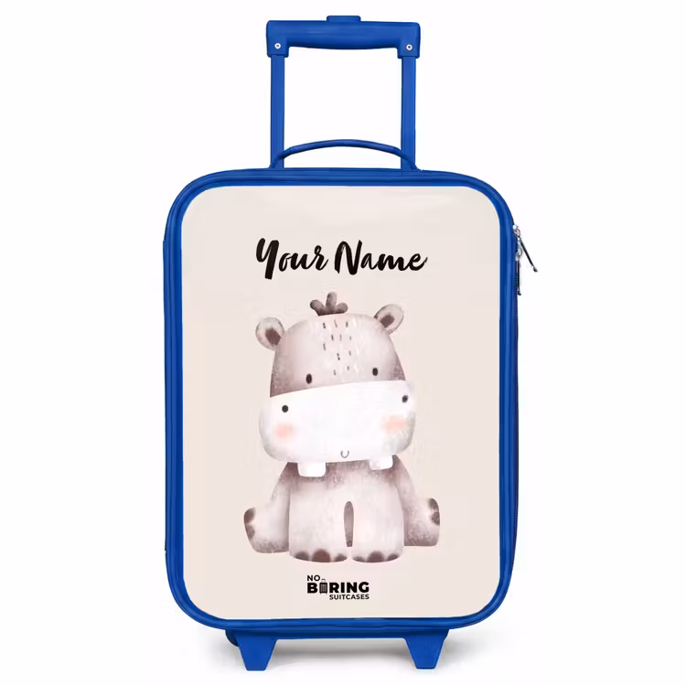 Children's suitcase with name - Blue - Nigel Hippo — 1