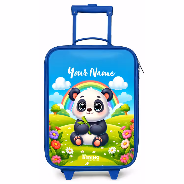 Children's suitcase with name - Blue - Pukkie Panda — 1