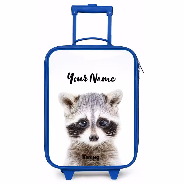 Children's suitcase with name - Blue - Rachid Racoon — 1