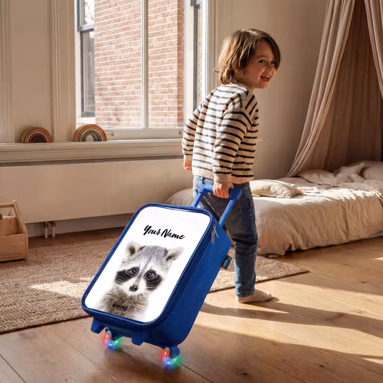 Children's suitcase with name - Blue - Rachid Racoon — 2