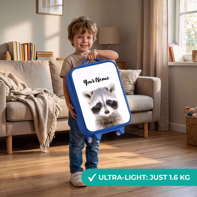 Children's suitcase with name - Blue - Rachid Racoon — 3