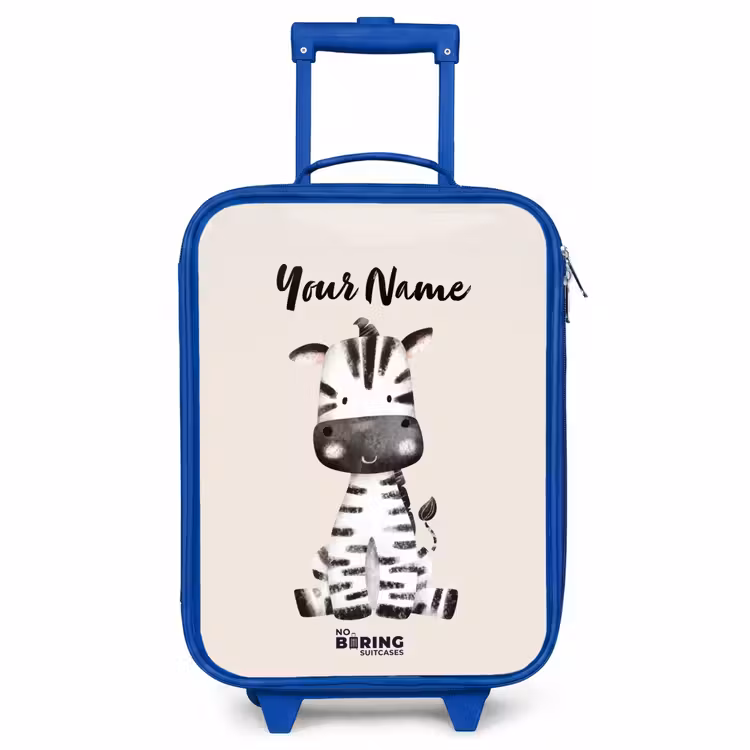 Children's suitcase with name - Blue - Zoë Zebra — 1