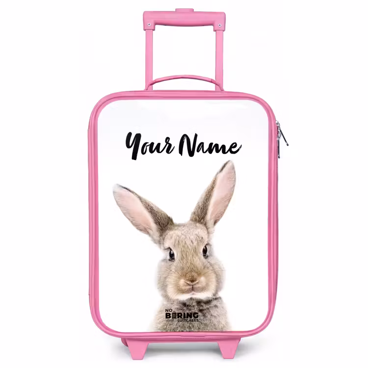 Children's suitcase with name - Pink - Koen Rabbit — 1