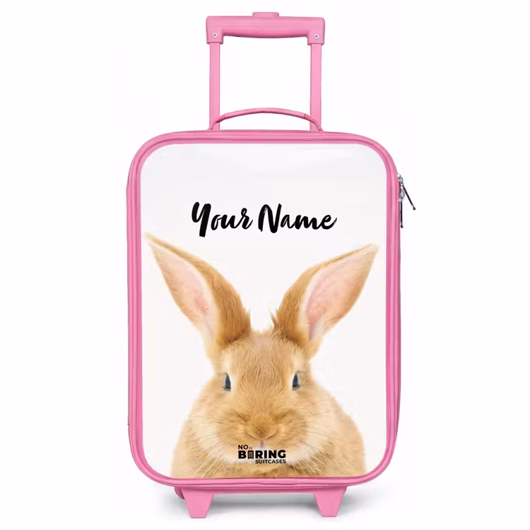 Children's suitcase with name - Pink - Sniffles with Satisfied Head — 1