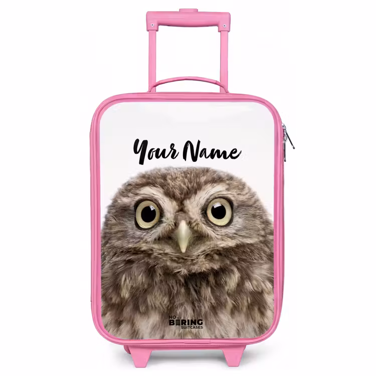 Children's suitcase with name - Pink - Ulke Owl — 1
