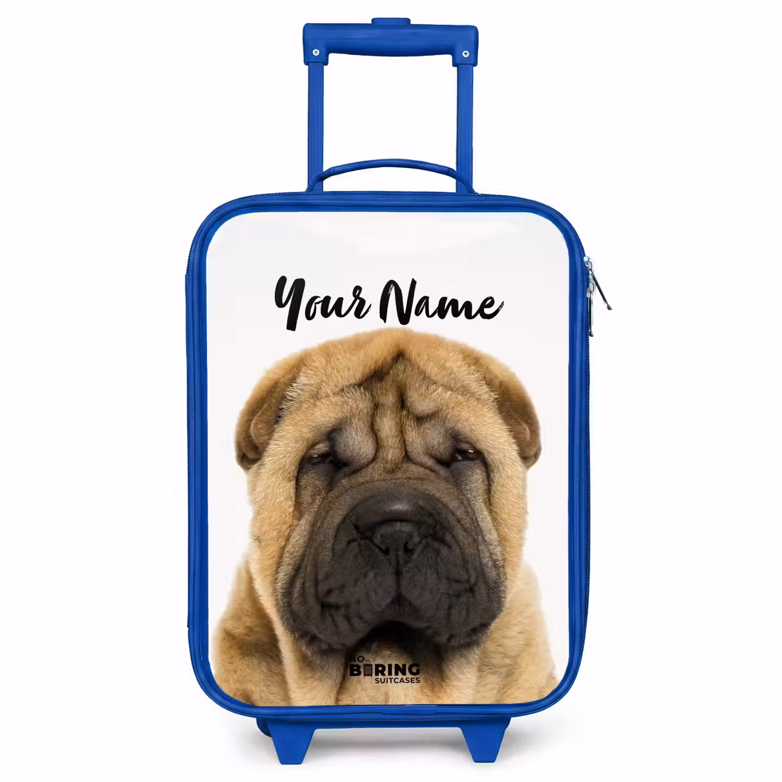 Children's suitcase with name - Blue - Dog with Angry Head — 1