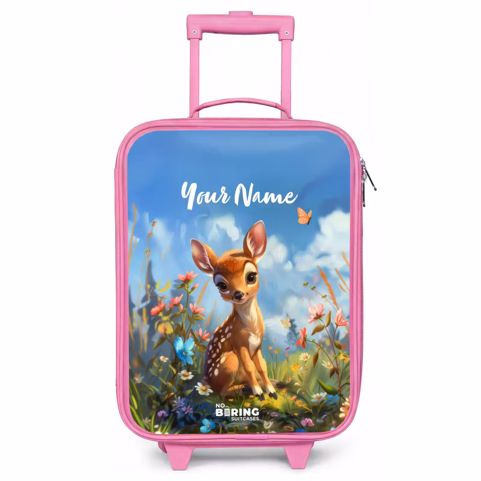 Children's suitcase with name - Pink - Bailey flower deer — 1