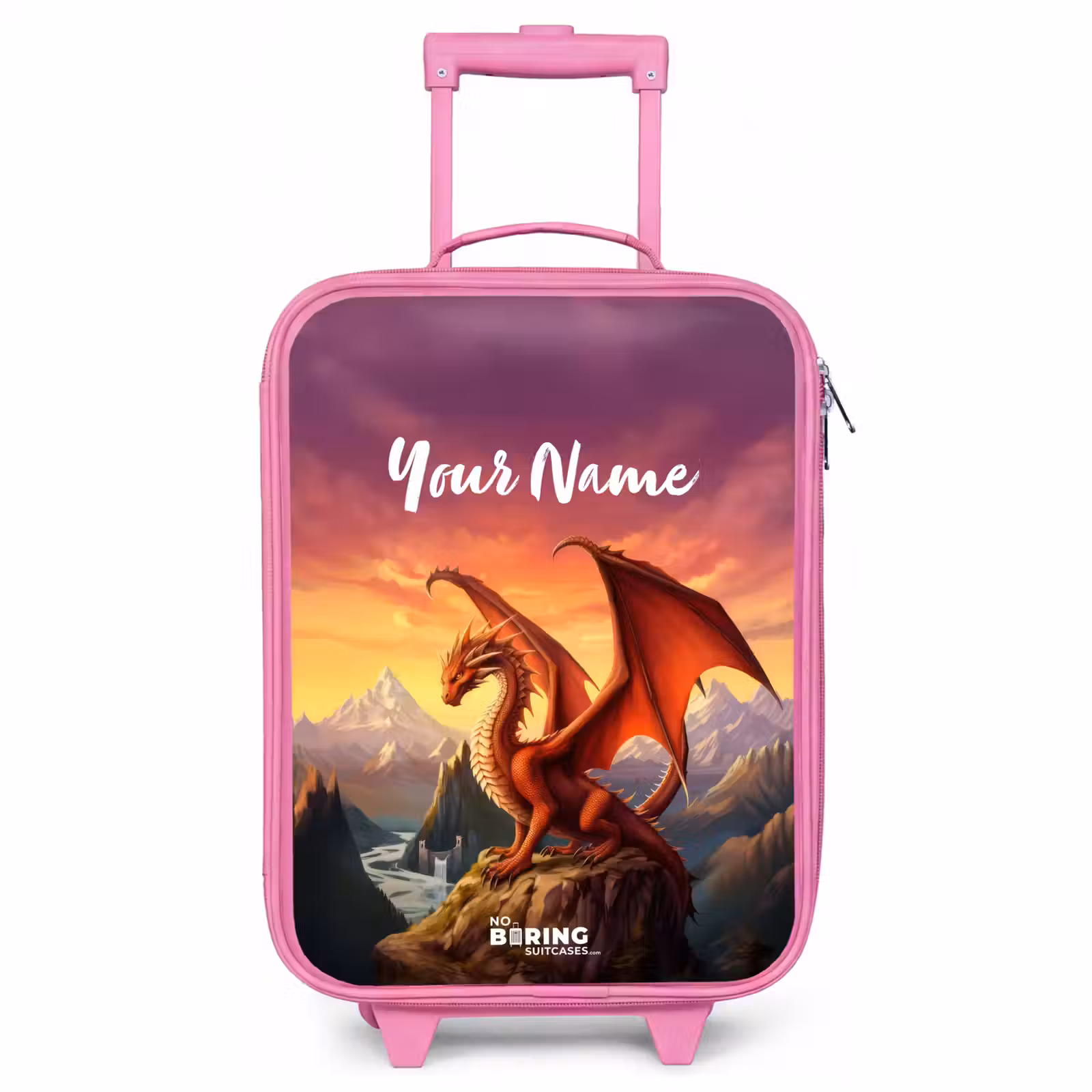 Children's suitcase with name - Pink - Red giant dragon — 1