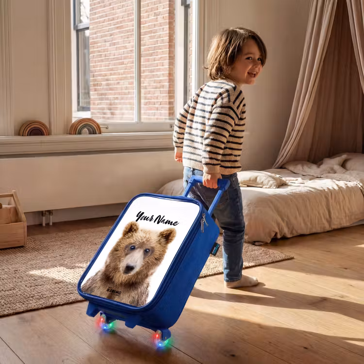 Children's suitcase with name - Blue - Bennie Bear — 2