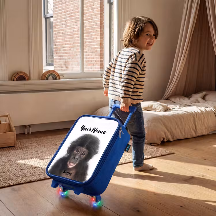 Children's suitcase with name - Blue - Charlie Chimp — 2