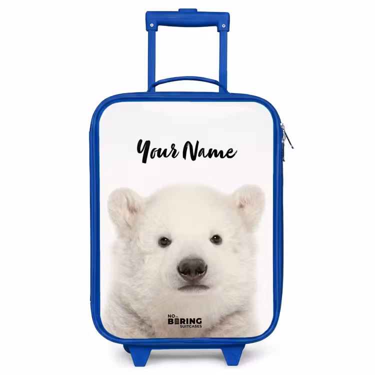 Children's suitcase with name - Blue - Cute Polar Bear — 1