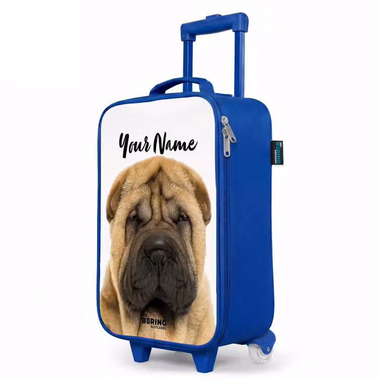 Children's suitcase with name - Blue - Dog with Angry Head — 5