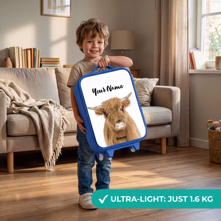 Children's suitcase with name - Blue - Halbe Highlander — 3