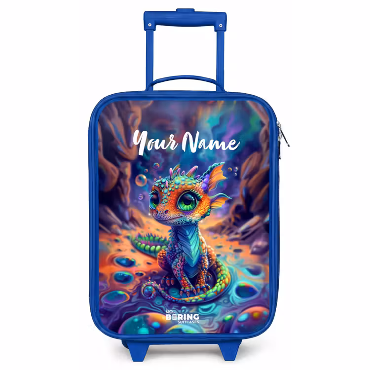 Children's suitcase with name - Blue - Ornate sapphire dragon — 1
