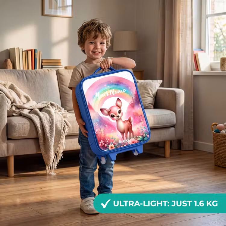 Children's suitcase with name - Blue - Pink roebuck — 3
