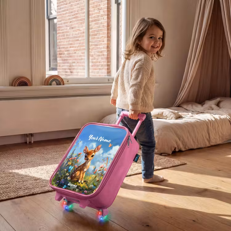 Children's suitcase with name - Pink - Bailey flower deer — 2