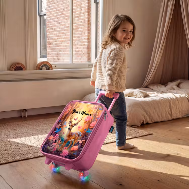 Children's suitcase with name - Pink - Blossom forest deer — 2