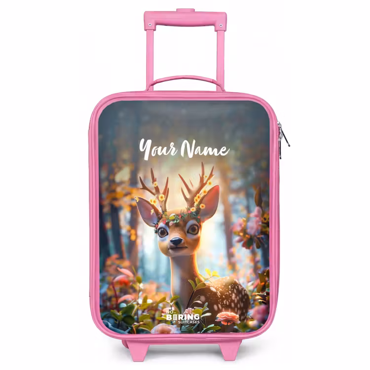 Children's suitcase with name - Pink - Bo flower antlers — 1