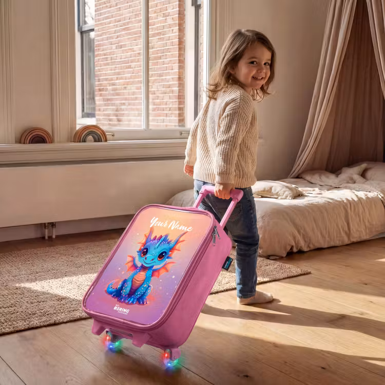 Children's suitcase with name - Pink - Cute baby dragon — 2