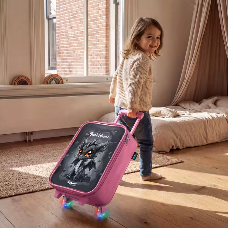 Children's suitcase with name - Pink - Gino gray tail — 2