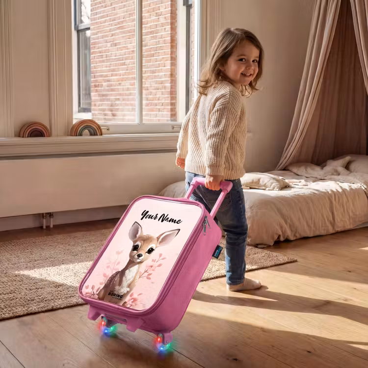 Children's suitcase with name - Pink - Hedwig deer — 2