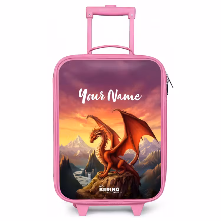Children's suitcase with name - Pink - Red giant dragon — 1