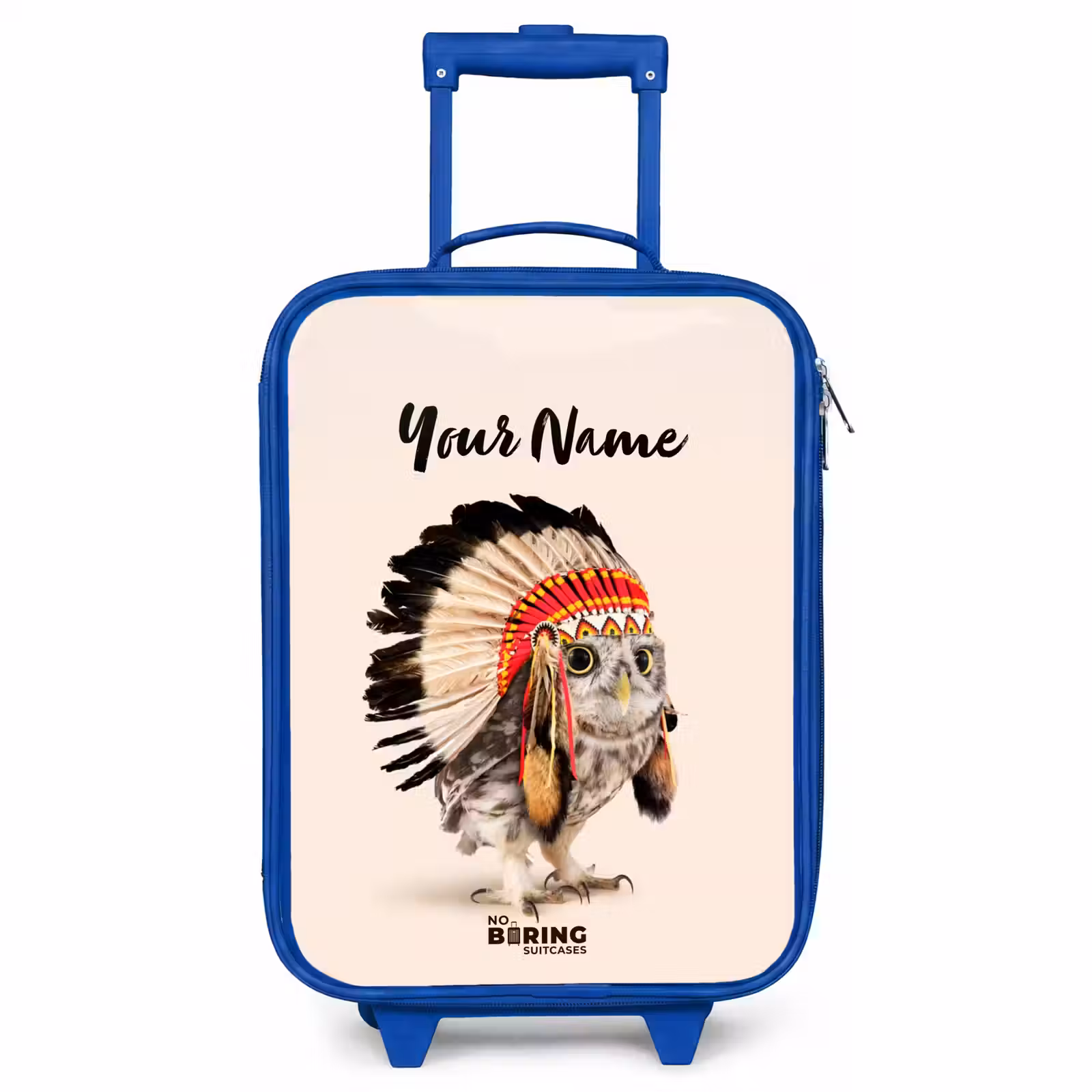 Children's suitcase with name - Blue - Owl as Indian — 1