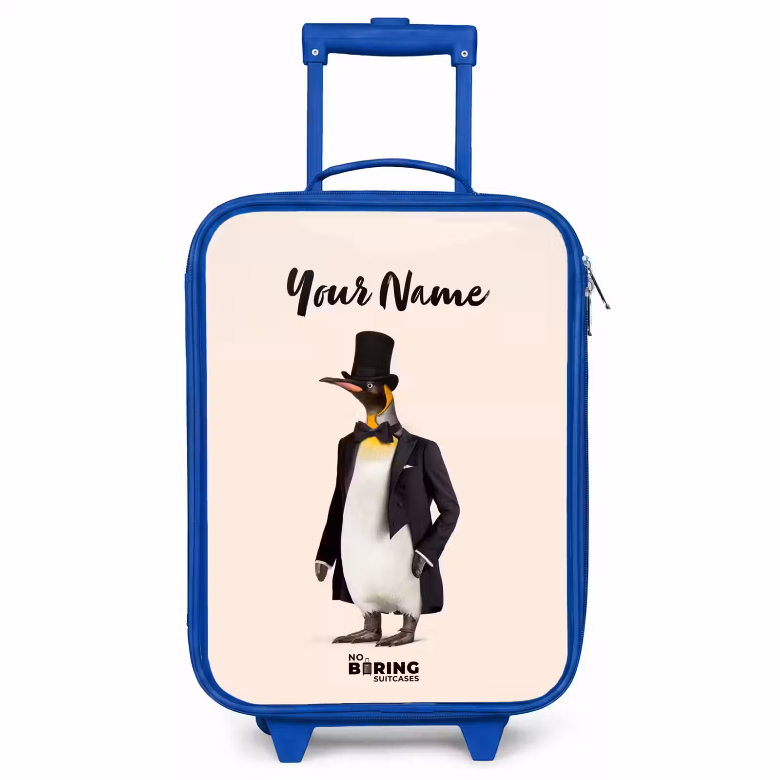 Children's suitcase with name - Blue - Penguin in Suit — 1