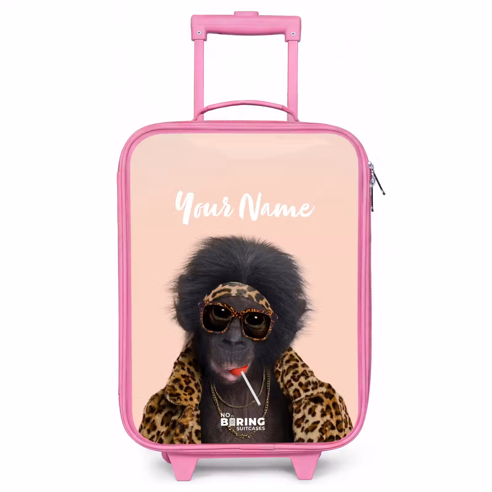 Children's suitcase with name - Pink - Monkey with Loly — 1