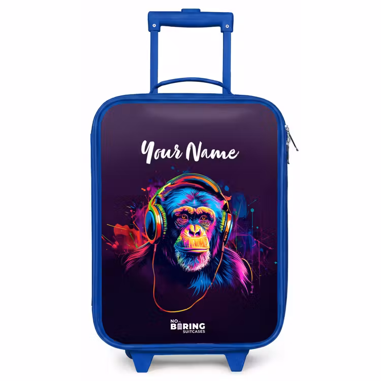 Children's suitcase with name - Blue - Baboon Beats — 1