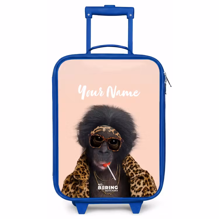 Children's suitcase with name - Blue - Monkey with Loly — 1