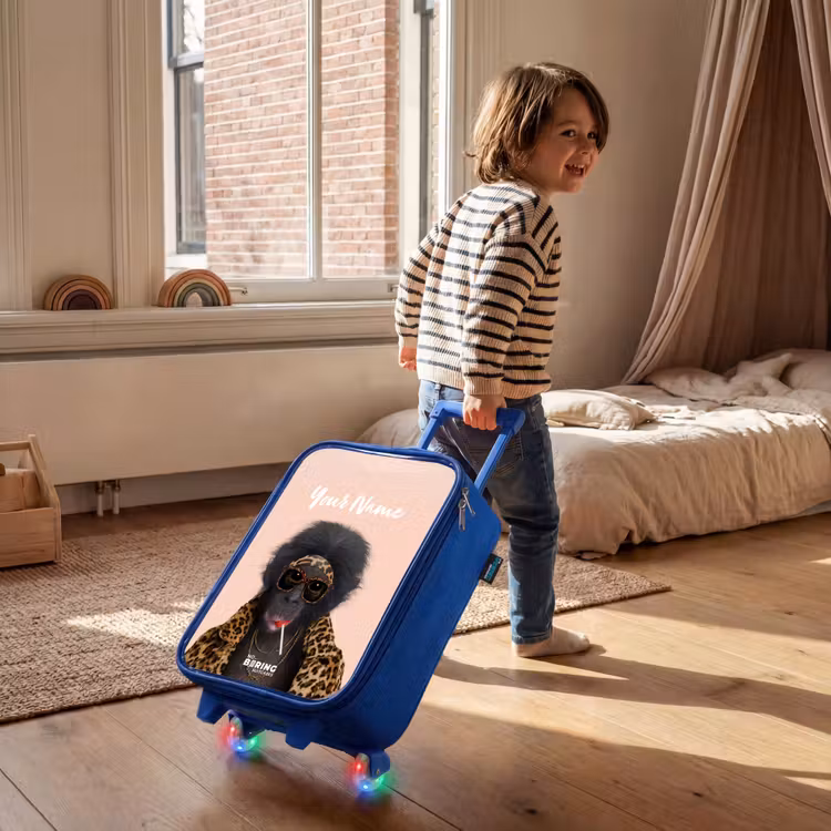Children's suitcase with name - Blue - Monkey with Loly — 2