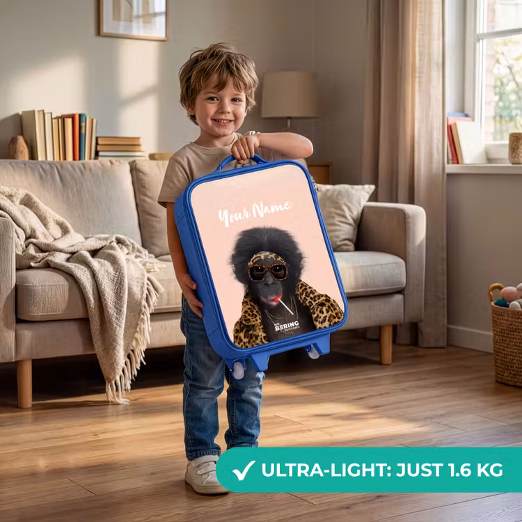 Children's suitcase with name - Blue - Monkey with Loly — 3