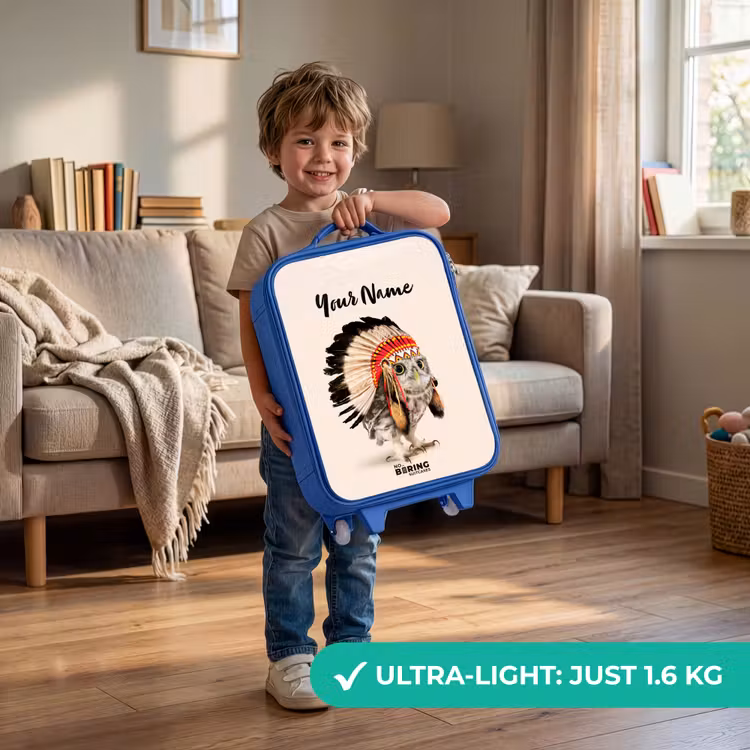 Children's suitcase with name - Blue - Owl as Indian — 3