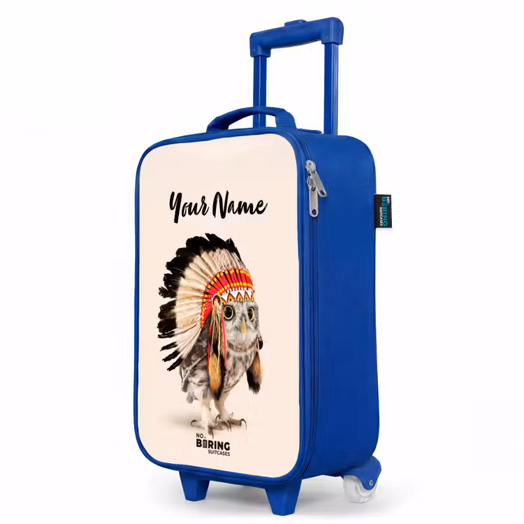 Children's suitcase with name - Blue - Owl as Indian — 5