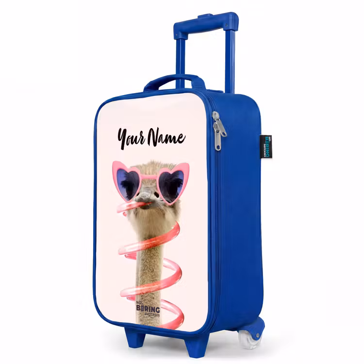 Children's suitcase with name - Blue - Sierk Ostrich Pink — 5