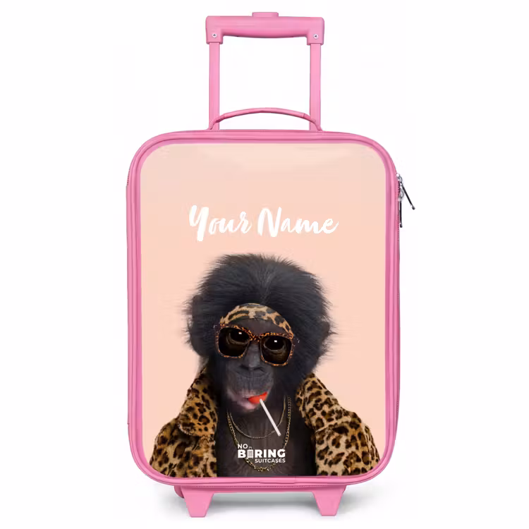 Children's suitcase with name - Pink - Monkey with Loly — 1