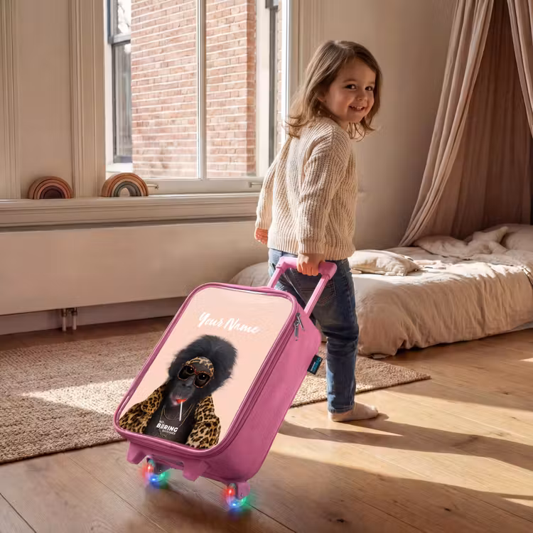 Children's suitcase with name - Pink - Monkey with Loly — 2