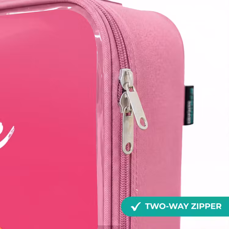 Children's suitcase with name - Pink - Panda with Headphones, Sunglasses and Gold Chain — 4
