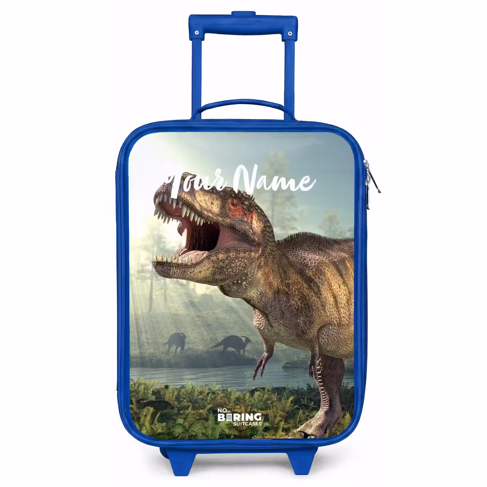 Children's suitcase with name - Blue - Thijs Tyrannosaurus — 1