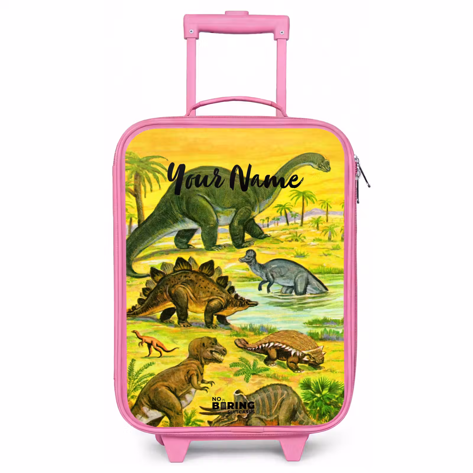 Children's suitcase with name - Pink - Dinosaur in Dinosaurland — 1