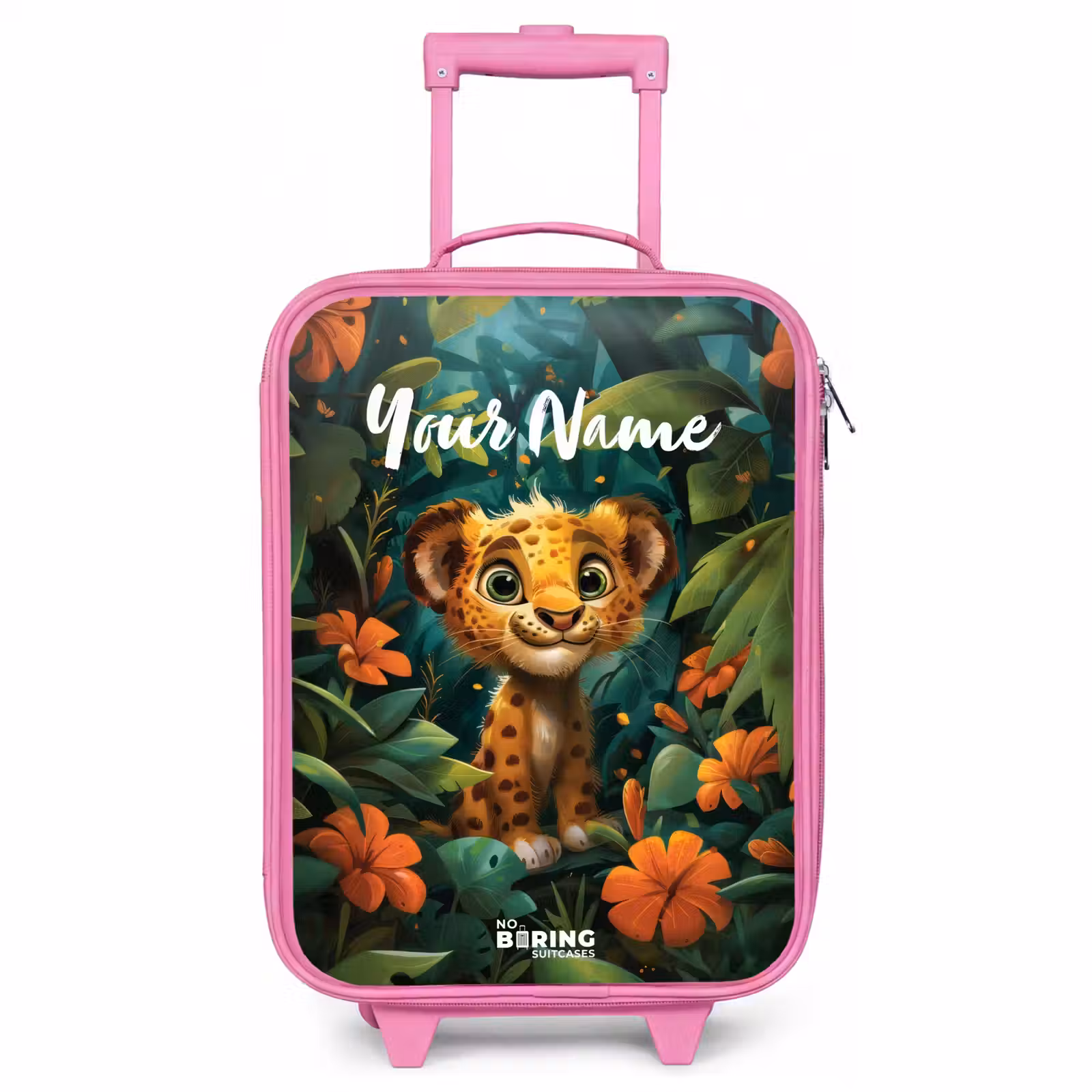 Children's suitcase with name - Pink - Liam leopard — 1