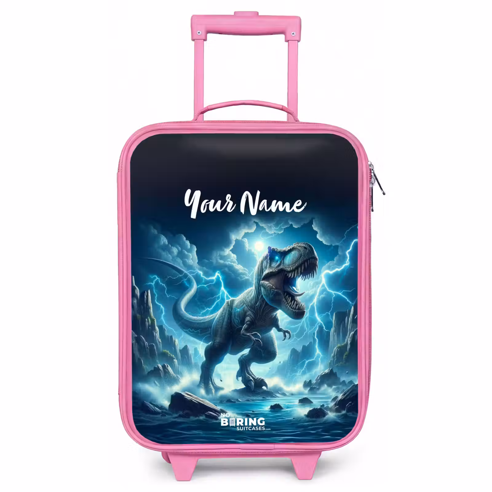 Children's suitcase with name - Pink - Thunderclap dino — 1
