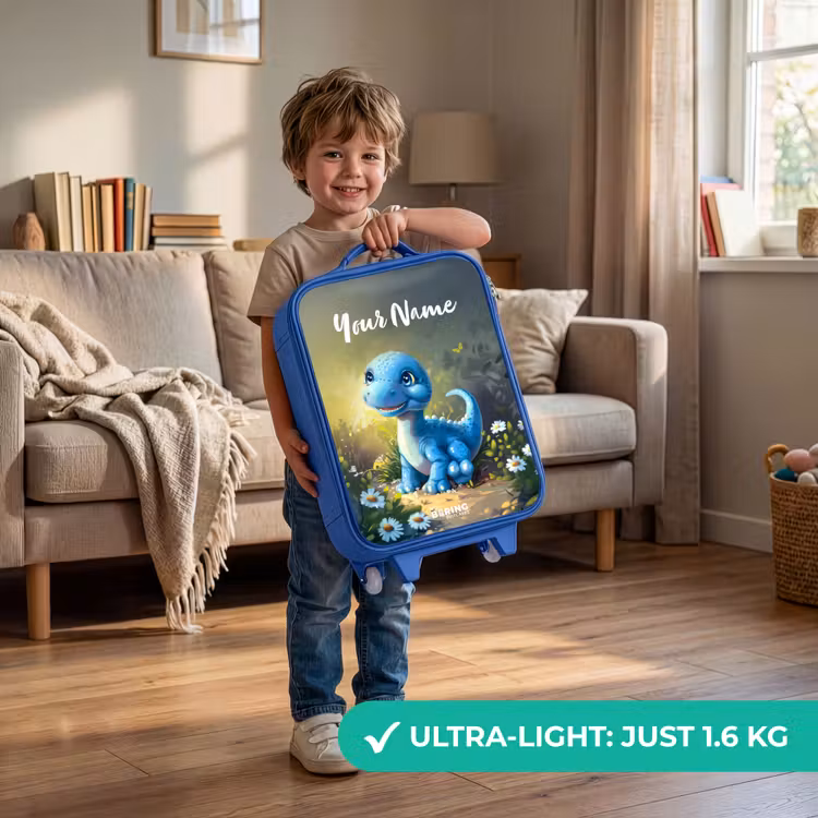 Children's suitcase with name - Blue - Branco Brontosaurus — 3